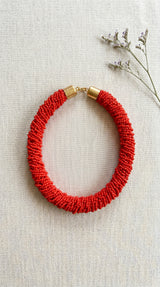 Red Twisted Beads Multi-Layer Handmade Necklace