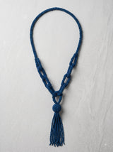 Indigo Tassel Seed Bead Necklace
