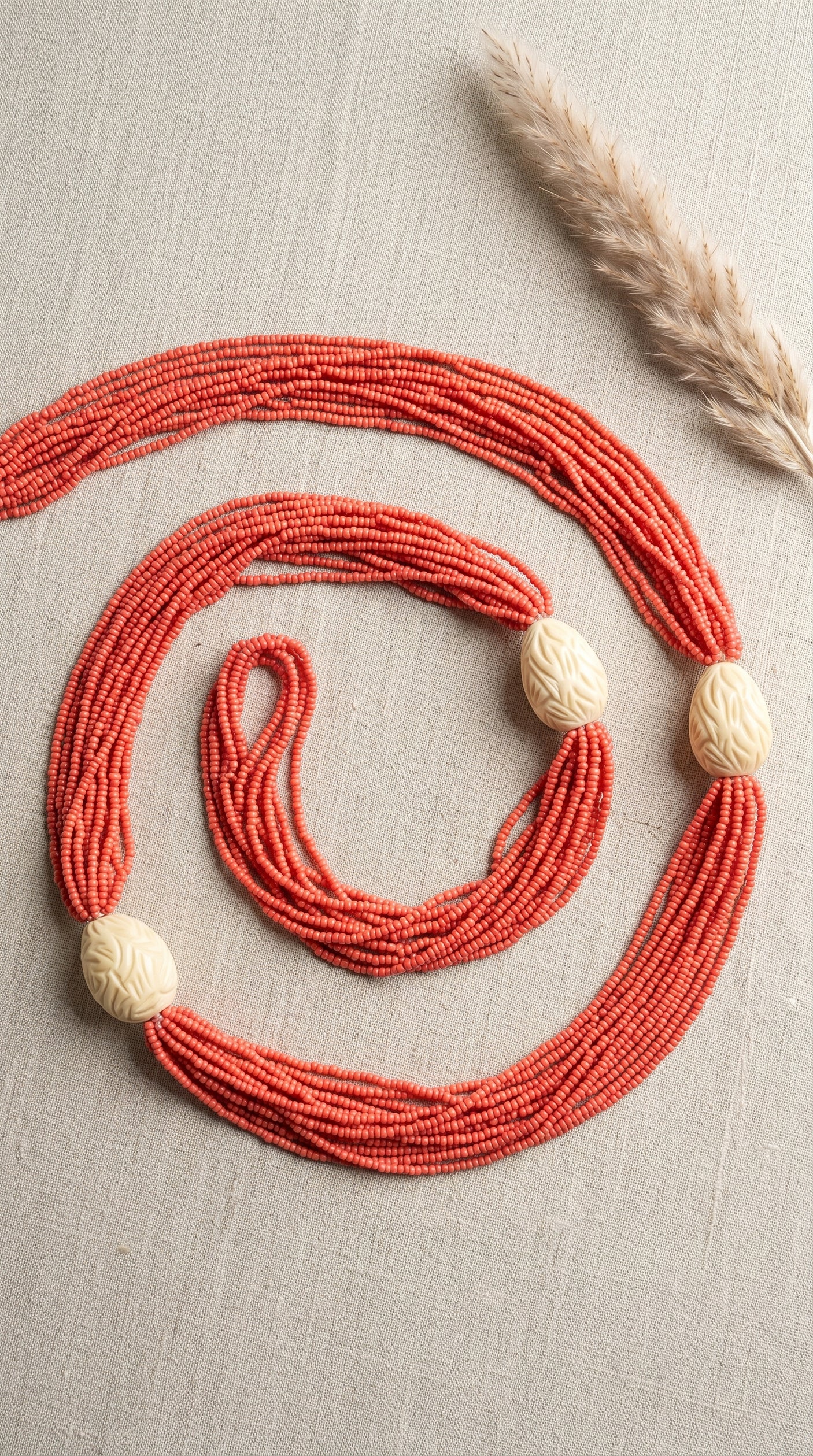 Coral Beaded Multi-Layer Handmade Necklace
