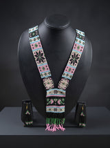 Multi-Color Bird Motif Hand Beaded Long Necklace Set