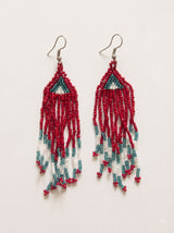 Red and Blue Hand Beaded Dangler Earrings