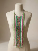 Boho Beaded Long Statement Necklace