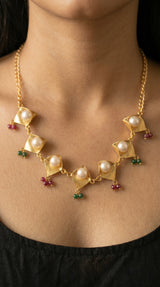 Gold-Toned Gulnaar Pearl Floral Charm Necklace