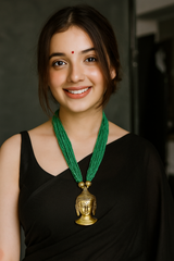 Green Beads Handcrafted Long Buddha Pendant Necklace