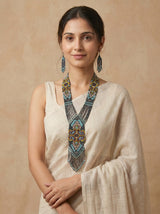 Grey and Multi-Color Hand Beaded Long Necklace Set