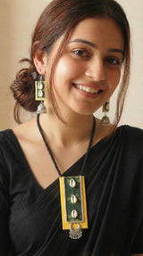 Haldi Vana Cowrie Shells Fabric Handmade Necklace Set