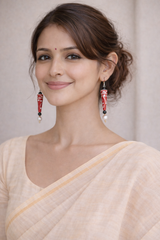 Hand Painted Terracotta Clay Dangler Earrings