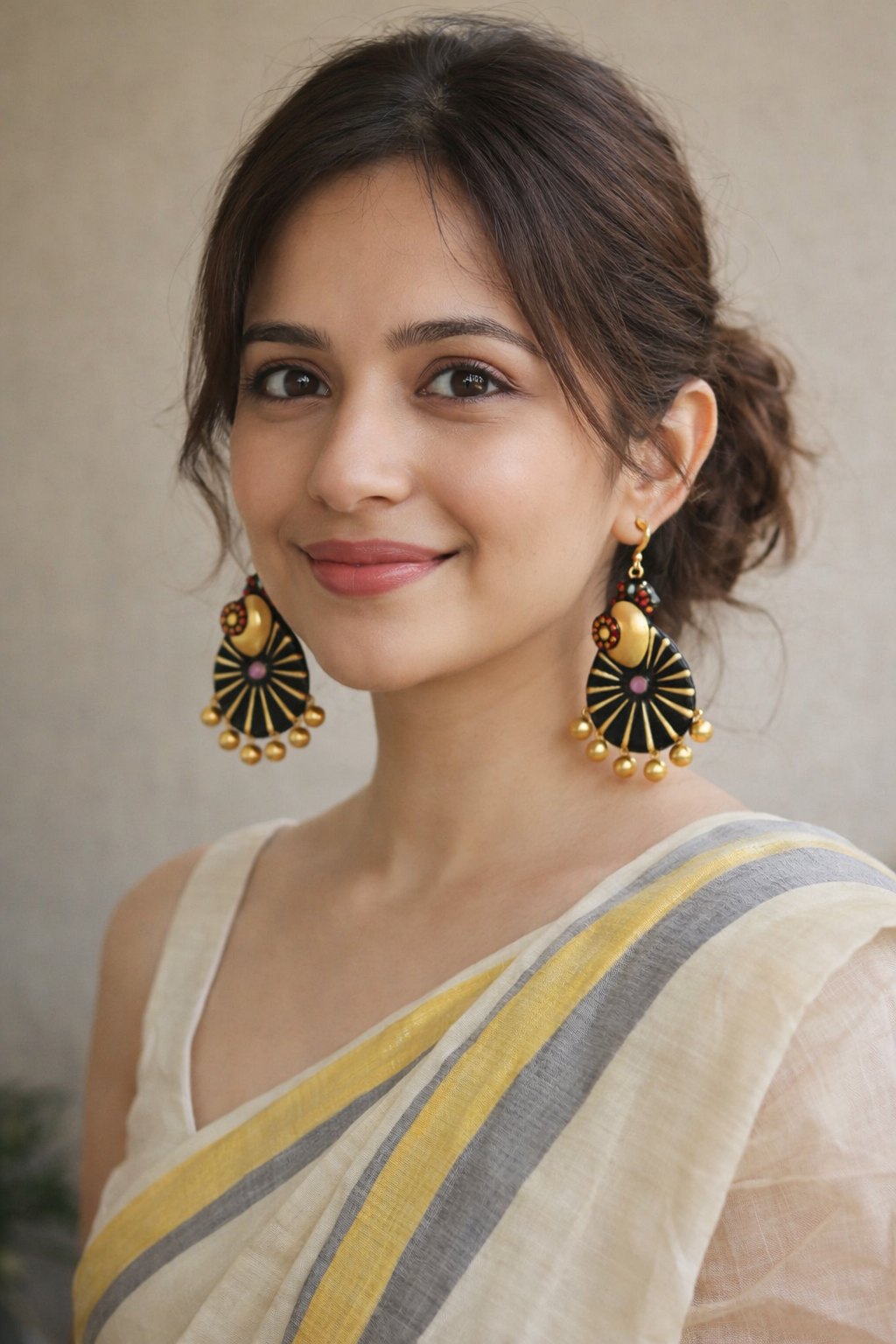 Hand Painted Terracotta Clay Peacock Earrings