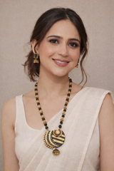 Handcrafted Black & Golden Terracotta Necklace Set