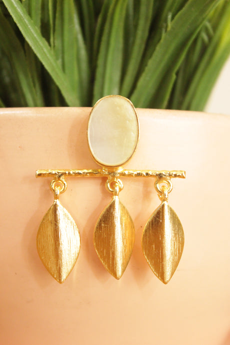 Mother of Pearl Gold Plated Fashion Earrings