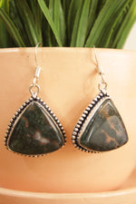 Load image into Gallery viewer, Natural Moss Agate Natural Gemstone Silver Plated Earrings
