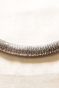 Intricately Detailed Oxidised Finish Silver Plated Hasli Necklace