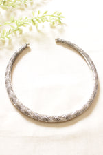 Load image into Gallery viewer, Intricately Detailed Oxidised Finish Silver Plated Hasli Necklace

