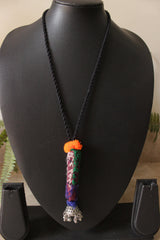Hand Embroidered Cross-Stitch Necklace with Rope Closure