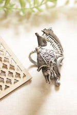 Load image into Gallery viewer, Oxidised Silver Finish Elephant Motif Statement Cocktail Adjustable Ring
