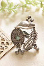 Load image into Gallery viewer, Oxidised Silver Finish Conch &amp; Leaf Motif Statement Cocktail Adjustable Ring
