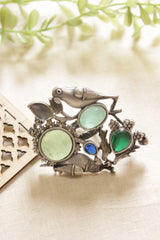 Oxidised Silver Finish Bird on a Branch Motif Statement Cocktail Adjustable Ring