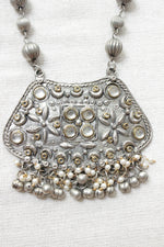 Load image into Gallery viewer, Dual Tone Oxidised Finish Rhinestones Embedded Long Necklace Set
