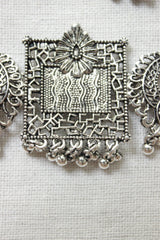 Oxidised Finish Peacock Motif Choker Necklace Set