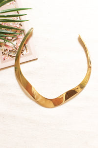 Bright Gold Finish Hasli Style Brass Choker Necklace