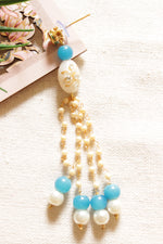 Load image into Gallery viewer, White &amp; Sky Blue Acrylic Chain Strings Long Statement Earrings
