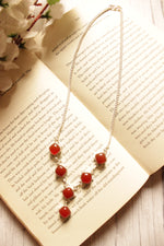 Load image into Gallery viewer, August Birthstone Carnelian Gemstone Silver Finish Necklace
