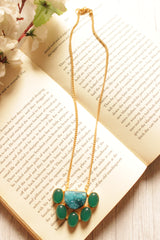 Green Onyx Druzy Handmade Gold Plated Brass Necklace