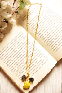 Yellow Sugar Druzy Gemstone Handmade Gold Plated Brass Necklace