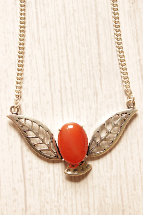 Carnelian Gemstone Ethnic Handmade Silver Plated Necklace