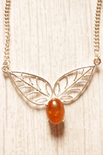 Load image into Gallery viewer, Orange Amber Gemstone Silver Plated Necklace
