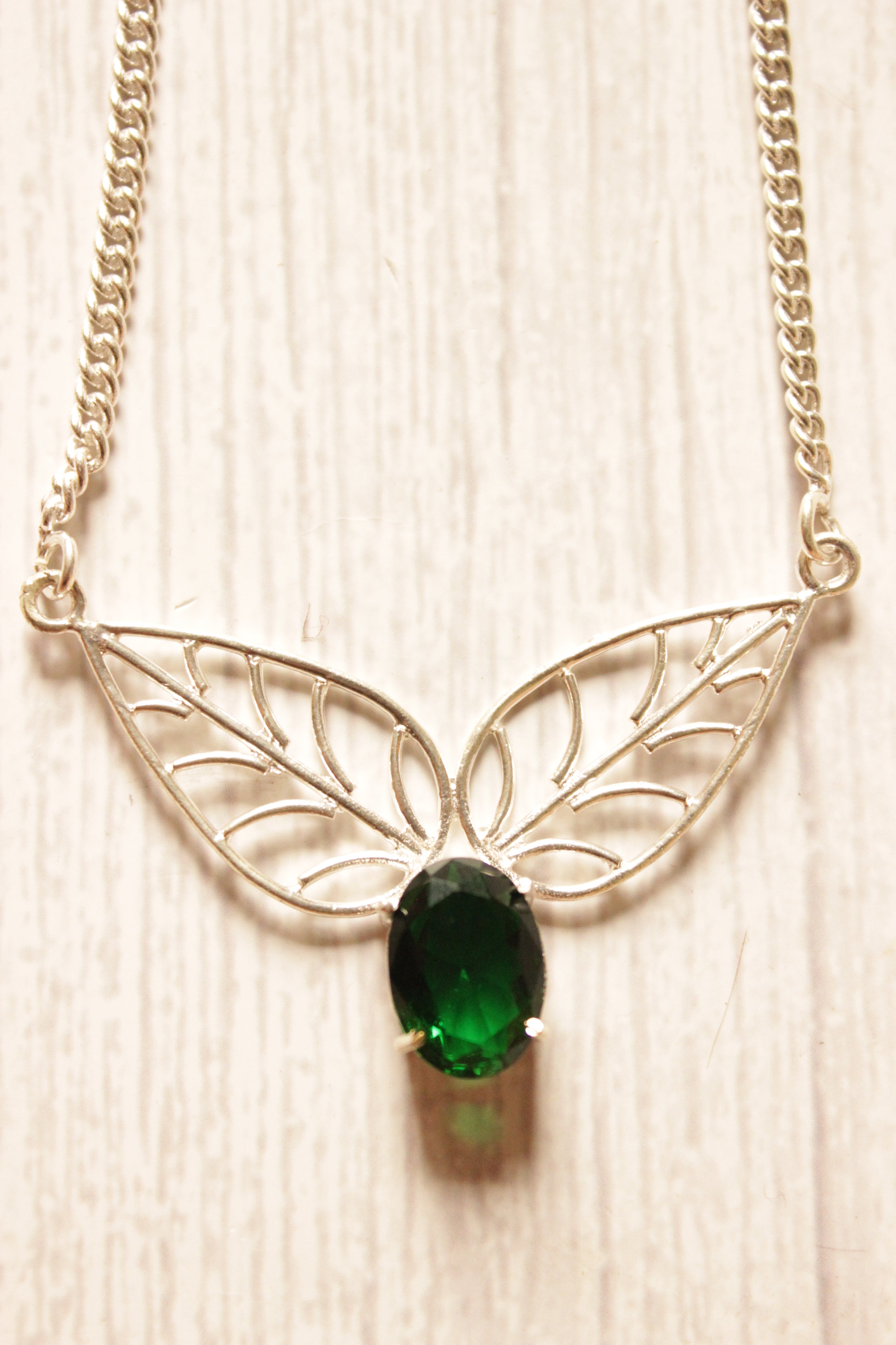 Green Quartz Gemstone Silver Plated Necklace