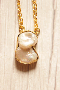 Baroque Pearl Gemstone Gold Plated Brass Chain Necklace