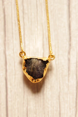 Amethyst Rough Gemstone Gold Plated Brass Chain Necklace