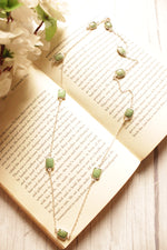 Load image into Gallery viewer, Green Chrysoprace Gemstone Silver Plated Brass Chain Necklace
