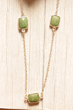 Load image into Gallery viewer, Green Chrysoprace Gemstone Silver Plated Brass Chain Necklace
