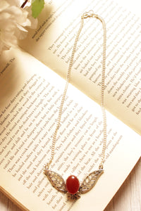 Carnelian Gemstone Silver Plated Brass Chain Necklace