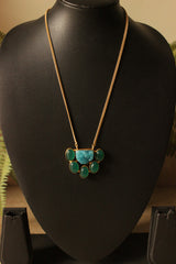 Green Onyx Druzy Handmade Gold Plated Brass Necklace