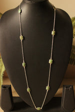 Load image into Gallery viewer, Green Chrysoprace Gemstone Silver Plated Brass Chain Necklace
