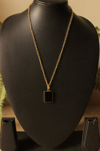 Black Spinel Gemstone Gold Plated Brass Chain Necklace