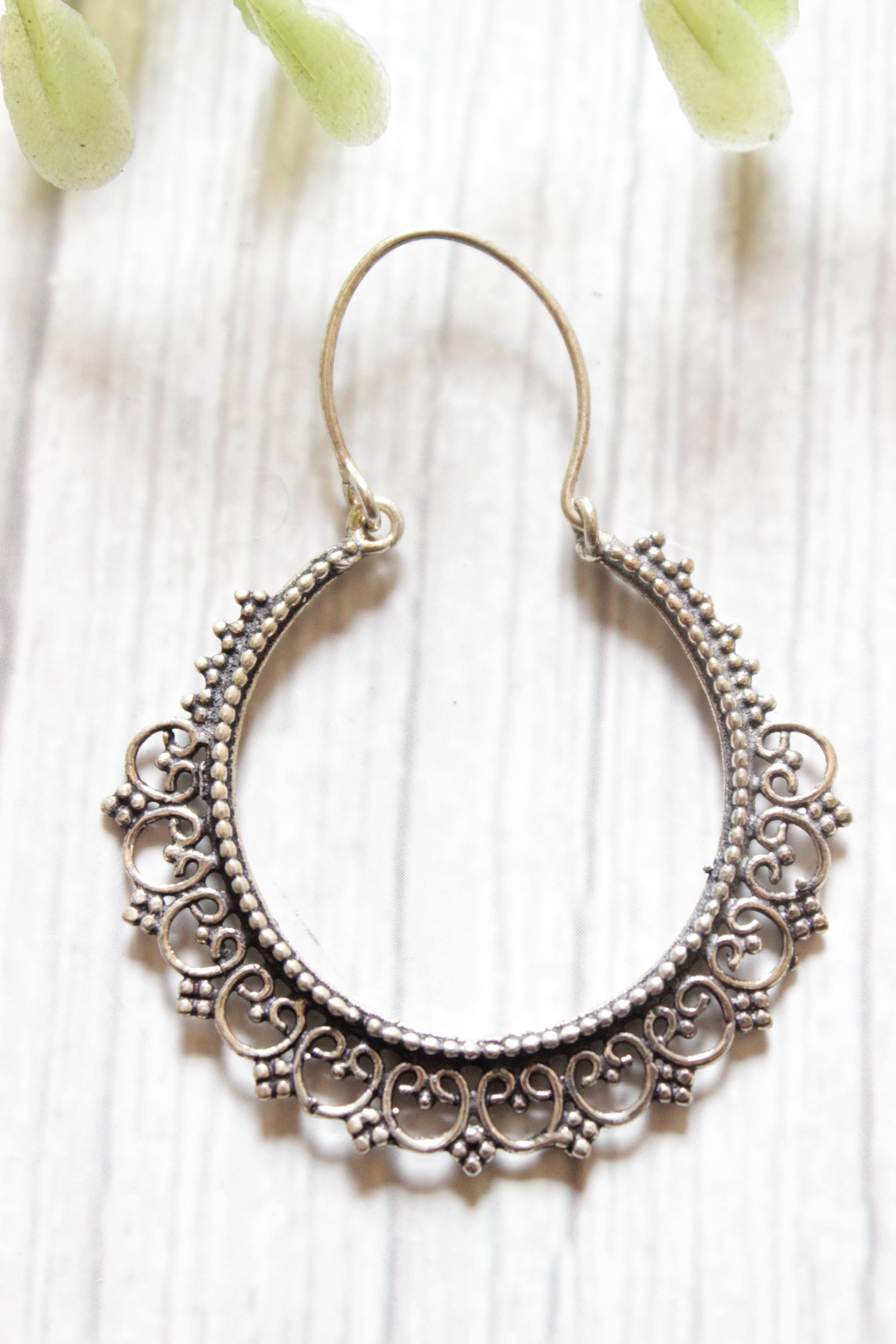 Petite Silver Finish Circular Brass Earrings