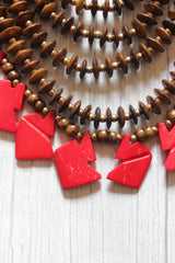 Brown & Red Elephant Charms Bone Beads Handcrafted Multi-Layer African and Tibetan Tribal Necklace