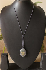 Grey Natural Gemstone Mesh Rope Necklace