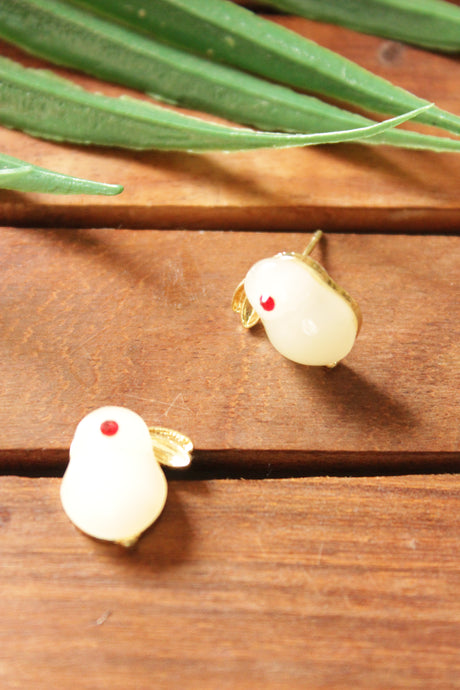 Gold Toned Bird Shaped Stud Earrings