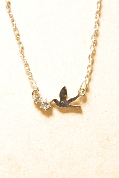 Gold Toned Swallow Bird Pendant Necklace