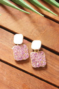 Anti Tarnish Purple Stud Earrings