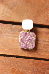 Anti Tarnish Purple Stud Earrings