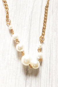 Gold Toned Chain Pearl Necklace
