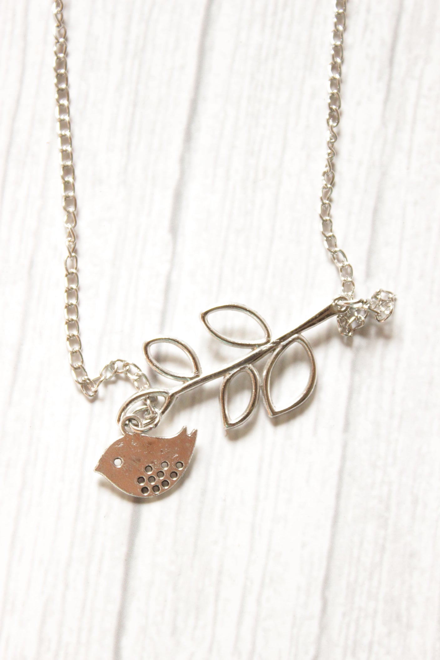 Silver Toned Sparrow Motif Necklace