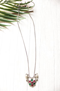 Premium Oxidised Finish Elephant Motif Pendant Chain Necklace