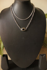 Load image into Gallery viewer, Double Layer Black Stone Embedded Hip Hop Silver Chain Necklace
